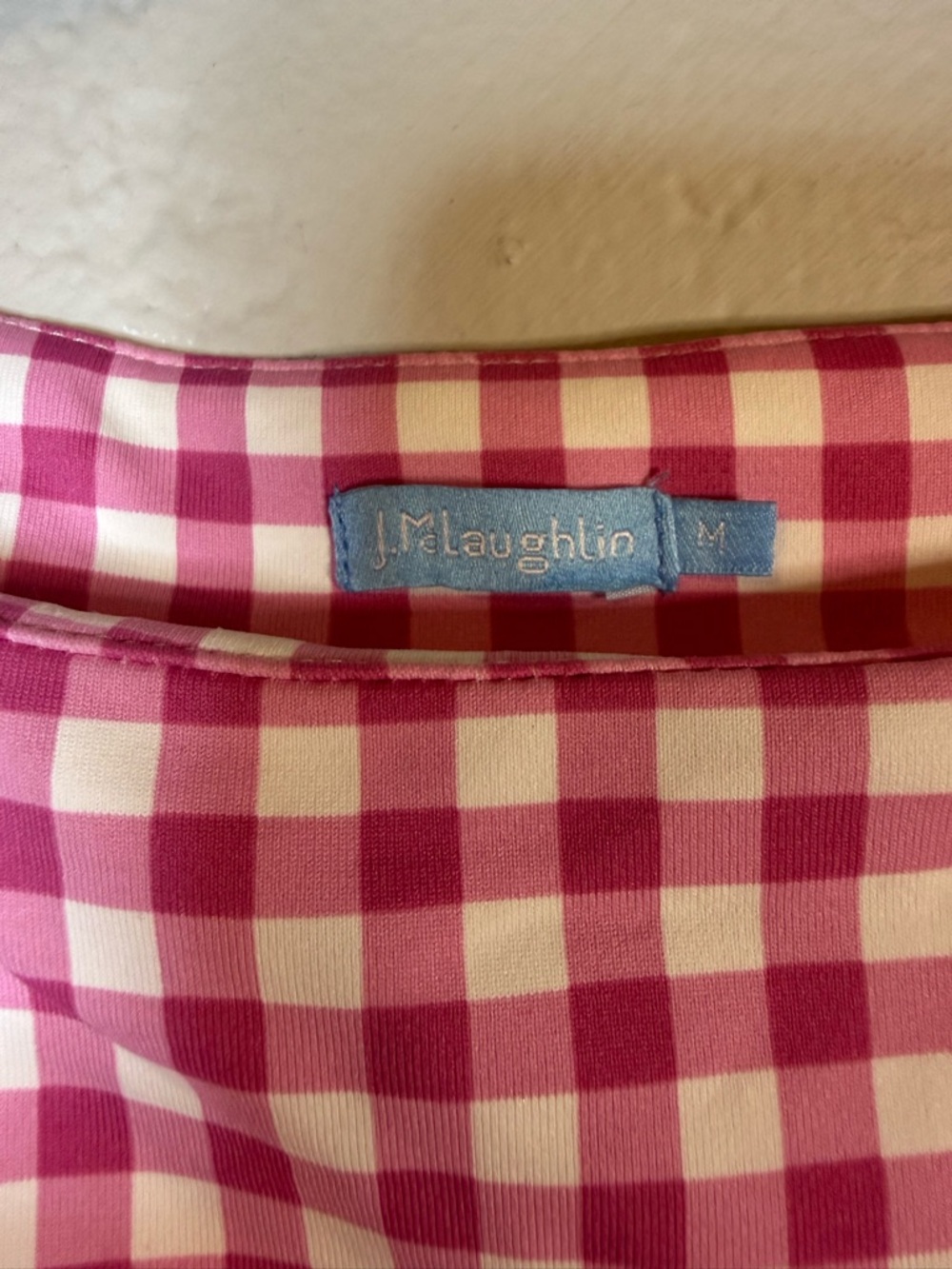 J. McLaughlin Pink Gingham Windsong Top with three-quarter sleeves Size Medium - Picture 4 of 9